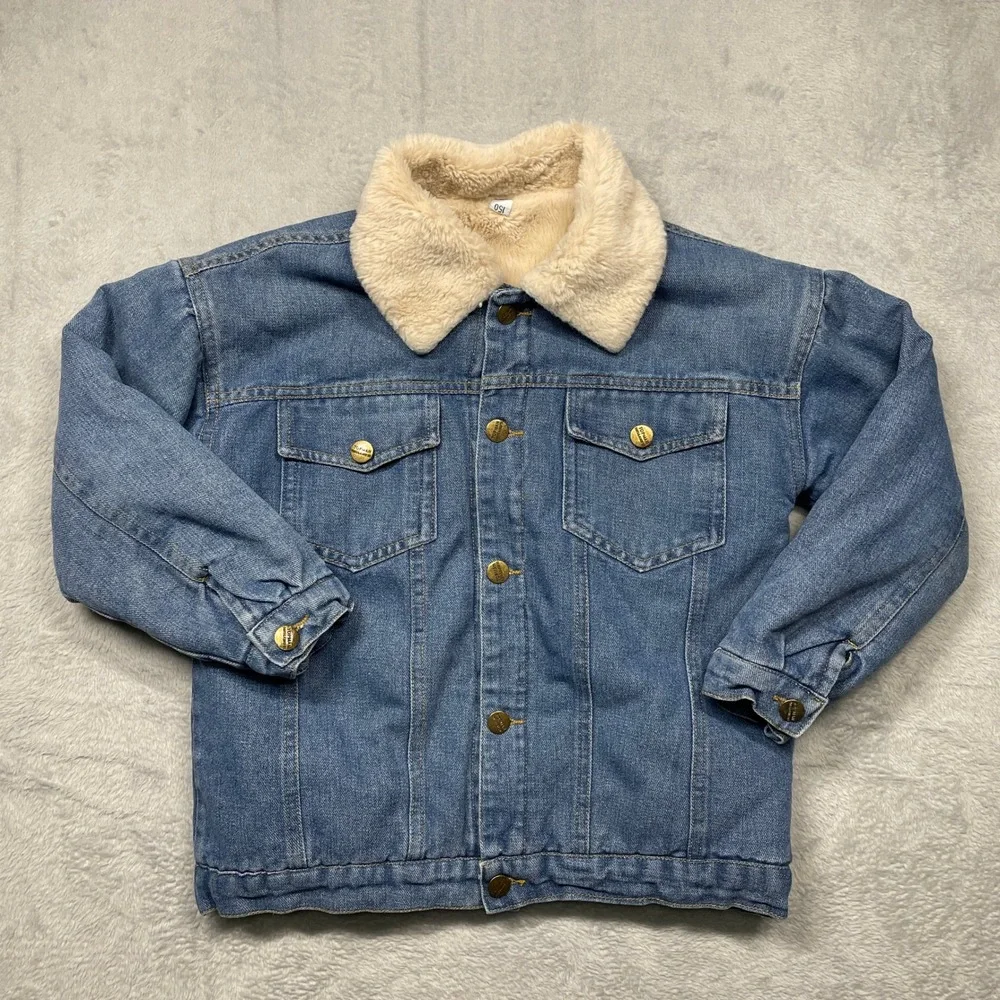 Topman Denim Jacket Boys 150 Blue Sherpa Lined LAOCL Luckey Child Ren Jeans